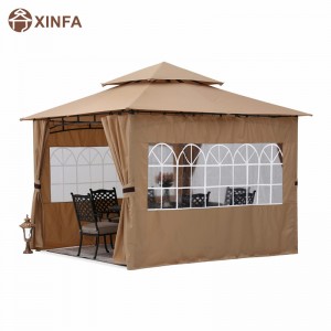 Gazebo amuigh faoin aer 10 \'10 ’do PATIO le ballaí fuinneoigena heaglaise, Brown