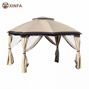 12 \'x 10\' puball ceannbhrat gazebo lasmuigh 2-leibhéal do PATIO le ballaí mogalra zippered, beige