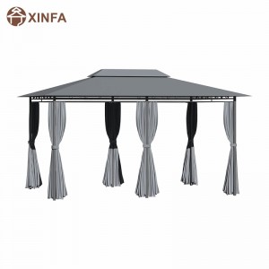 10 \'x 13\' fráma cruach 2 shraith gazebo le haghaidh pergola amuigh faoin aer pATIO bog le cuirtíní, sage liath